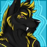  anthro aura canine dotsfa ear_piercing fangs looking_at_viewer male mammal piercing simple_background solo teeth wolf 