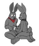  2014 ambiguous_gender bulge collar cubi digital_media_(artwork) duo guide_lines inflatable lagomorph male mammal mostly_nude neckerchief pool_toy rabbit rubber simple_background smile white_background 