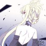  aoki_hagane_no_arpeggio back bare_shoulders blonde_hair detached_sleeves dress h-new hair_rings kongou_(aoki_hagane_no_arpeggio) long_hair pale_skin ponytail red_eyes solo 