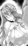  breast_hold censored cleavage cum dress erect_nipples monochrome no_bra penis rindou_aya 