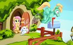  2016 angel_(mlp) female fluttershy_(mlp) friendship_is_magic kick lagomorph male mammal my_little_pony mysticalpha punt rabbit zephyr_breeze_(mlp) 