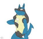  animal_genitalia anthro anthrofied balls beckoning canine clothed clothing flat_colors front_view grin looking_at_viewer lucario male mammal nintendo nude pants_pull penis penis_tip pinup pointing_at_penis pok&eacute;mon pose seyrmo sheath solo standing topless video_games 