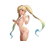  :d bikini blue_eyes blue_hair breasts flower gradient_hair granblue_fantasy hair_flower hair_ornament io_euclase long_hair looking_at_viewer multicolored_hair open_mouth sekisei simple_background small_breasts smile solo swimsuit twintails white_background white_bikini 