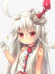  albino bad_id bad_pixiv_id bare_arms bare_shoulders choko_(last_period) dress gloves hair_ornament highres last_period long_hair looking_at_viewer red_eyes sawatari_(sado) silver_hair solo sparkle upper_body very_long_hair white_dress white_gloves white_hair 