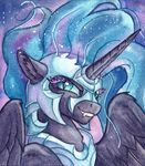  armor blue_eyes cosmic_hair equine female friendship_is_magic fur horn mammal my_little_pony night nightmare_moon_(mlp) smile solo teeth the-wizard-of-art winged_unicorn wings 