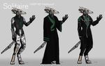  2016 absurd_res anthro clothing digital_media_(artwork) hi_res horn kavaeric machine p700 robot science_fiction simple_background skull solitaire solo suit tagme 