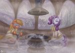  2016 applejack_(mlp) clothing duo equine female friendship_is_magic horn horse jowybean mammal my_little_pony pony rarity_(mlp) robe sauna steam unicorn 