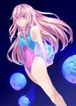  arms_behind_back competition_swimsuit covered_navel hata_no_kokoro long_hair mendou_saya one-piece_swimsuit pink_eyes pink_hair solo swimsuit touhou 