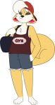 2021 3_toes 4_fingers absurd_res anthro athletic athletic_anthro athletic_male backwards_baseball_cap backwards_hat barefoot baseball_cap biped black_nose bottomwear brown_eyes brown_sclera button_(fastener) canid canine canis cheek_tuft chest_tuft chokovit_(artist) clothed clothed_anthro clothed_male clothing colored countershade_face countershade_neck countershade_torso countershading cris_kawasaki curled_tail cutoffs denim denim_bottomwear denim_clothing digital_drawing_(artwork) digital_media_(artwork) domestic_dog duffel_bag ears_down english_text eyebrows facial_tuft feet fingers fluffy fluffy_tail front_view fur fur_tuft gloves_(marking) grey_bottomwear grey_clothing grey_shorts hair hand_in_pocket hat headgear headwear hi_res holding_strap leg_markings looking_aside male male_anthro mammal markings non-furgonomic non-furgonomic_headwear pink_inner_ear pivoted_ears pockets red_baseball_cap red_clothing red_shirt red_tank_top red_text red_topwear shiba_inu shirt shorts simple_background socks_(marking) solo spitz tail tank_top teenager text text_on_clothing text_on_shirt text_on_tank_top text_on_topwear toes topwear tuft white_background white_body white_countershading white_eyebrows white_hair white_markings white_tuft yellow_body yellow_ears yellow_fur yellow_tail young