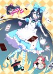  &lt;key&gt;_(blue_archive) 3girls absurdly_long_hair alice_(alice_in_wonderland) alice_(alice_in_wonderland)_(cosplay) alice_in_wonderland animal_ears apron argyle argyle_background aris_(blue_archive) black_footwear black_hair blue_archive blue_dress blue_eyes blush card clock cosplay dress frilled_apron frilled_dress frills green_halo halo hat highres key long_hair multiple_girls nekko725 open_mouth pantyhose rabbit_ears red_eyes red_hair shoes short_sleeves smile striped striped_pantyhose top_hat very_long_hair white_apron white_rabbit_(alice_in_wonderland) yellow_halo yuzu_(blue_archive) 