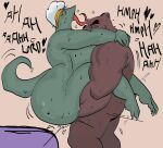 age_difference anthro bear big_breasts big_butt bodily_fluids breasts butt carry_position duo female hands_around_neck hi_res holding_onto_partner lizard male male/female mammal mature_female moan mooncheese older_female reptile scalie sex sound_effects sweat sweatdrop tail tongue tongue_out