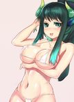  :p areola_slip areolae bare_shoulders black_hair blush bra breast_hold breasts cleavage collarbone commentary_request covered_nipples cowboy_shot gradient_hair green_eyes green_hair horns large_breasts linmay long_hair looking_at_viewer micro_bra micro_panties multicolored_hair narane navel nose_blush panties sideboob sidelocks sleeveless soccer_spirits solo tongue tongue_out two-tone_hair underboob underwear white_bra white_panties 