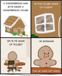 2015 bald black_eyes candy comic cookie cyanide_and_happiness dessert digital_drawing_(artwork) digital_media_(artwork) english_text existential_crisis food food_creature food_humanoid gingerbread_house gingerbread_man gumdrop_(food) holidays humanoid humor kris_wilson male open_mouth sitting solo text thoughts url white_text