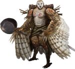 abs absurd_res anthro avian backpack beak belt biceps big_muscles bird black_beak black_eyes bottomwear brown_body brown_feathers clothed clothed/nude clothing feathered_wings feathers feet hi_res jordankvdm kilt male moobs musclegut muscular muscular_anthro muscular_male nordic_runes nude owl pecs runes shin_guards skirt sleeping_bag solo talons tattoo toes topless topless_anthro topless_male white_body white_feathers wings wok