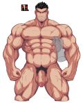 2boys abs anger_vein bara beard_stubble black_hair completely_nude cropped_legs darius_(league_of_legends) disembodied_limb flaccid gameplay_mechanics girthy_penis highres kagemaru_(kagemaru321) large_pectorals league_of_legends looking_at_viewer male_focus male_pubic_hair mature_male multiple_boys muscular muscular_male navel nipple_tweak nipples nude pectorals penis pubic_hair scar scar_across_eye scar_on_face short_hair solo_focus sparse_navel_hair stomach straight-on strongman_waist sweat thick_thighs thighs uncensored very_sweaty yaoi 