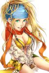  al_bhed_eyes bandana bikini_top blonde_hair blue_headband final_fantasy final_fantasy_x final_fantasy_x-2 green_eyes highres hiromyan looking_at_viewer rikku simple_background solo white_background 