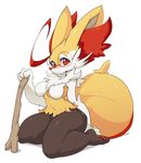  anthro blush braixbraix braixen breasts canine edit eyewear female fox glasses inner_ear_fluff looking_at_viewer mammal navel nintendo pok&eacute;mon red_eyes side_boob simple_background sitting slugbox solo stick thick_thighs video_games white_background wide_hips 