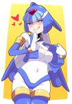  1girl absurdres blush breasts buzzlyears closed_mouth covered_navel heart highres leviathan_(mega_man) looking_at_viewer medium_breasts mega_man_(series) mega_man_zero_(series) naughty_face smile tongue tongue_out 