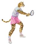 2023 anthro bottomwear cettus clothed clothing felid female footwear fully_clothed fur hi_res holding_object holding_tennis_racket ilse_lemaire jaguar mammal pantherine playing_sport shirt shoes side_view simple_background skirt smile socks solo sport spots spotted_body spotted_fur standing tennis tennis_racket topwear white_background yellow_body yellow_fur