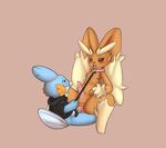  anal anal_penetration balls bottomless clothed clothing collar holding_leash holding_object hoodie leash lopunny luke_the_mudkip male male/male moonlight-kat mudkip nintendo penetration penis pok&eacute;mon precum semi-anthro video_games 