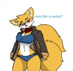 anthro big_breasts breasts canid canine clothing crossgender female fox mammal miles_prower pace-maker sega small_waist solo sonic_the_hedgehog_(series) swimwear thick_thighs wide_hips