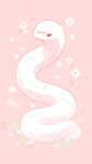  absurdres albino animal animal_focus anomimous blush floral_background highres no_humans original pink_background reptile snake white_snake 
