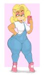 absurd_res activision anthro bandicoot biped blonde_hair breasts cellphone clothed clothing coco_bandicoot crash_bandicoot_(series) electronics eyelashes female hair hi_res holding_cellphone holding_object holding_phone mammal marsupial phone pupils solo usnarbit