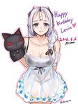  2016 artist_name black_bra black_panties bra braid breasts cleavage closers dated from_above large_breasts levia_(closers) long_hair looking_at_viewer looking_up pale_skin panties pointy_ears puppet purple_eyes shaojiang simple_background single_braid smile solo underwear white_background 