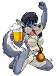 1998 alcohol anthro beer beer_mug beverage black_hair black_nose breasts brown_eyes canid canine canis chest_tuft claws countershade_armpits countershade_chest countershade_crotch countershade_face countershade_legs countershade_thighs countershade_torso countershading fangs female fur gourd_bottle grey_body grey_fur hair inner_ear_fluff ken_singshow mammal multicolored_body multicolored_fur naturally_censored nipple_tuft nude one_eye_closed pink_tongue simple_background solo teeth toe_claws tongue tongue_out tuft two_tone_body two_tone_fur white_background white_body white_countershading white_fur wink wolf