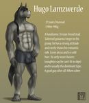  2012 5_toes abs anthro beard biceps black_hair blue_eyes body_hair boxers_(clothing) braided_hair bulge clothing digital_media_(artwork) ear_piercing english_text equine facial_hair feathering front_view fur goatee gradient_background grey_fur hair hand_on_hip happy_trail horse hugo_lamzwerde long_hair male mammal model_sheet muscular muscular_male navel nipples pecs piercing pointy_ears rov simple_background solo standing text toes underwear watermark 