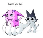 ambiguous_gender anthro domestic_cat duo eyewear featureless_hands felid feline felis feral glasses hair jumpstart_games kabina karina_farek mammal neopet_(species) neopets prick_ears round_glasses standing tail toony