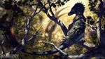  ambush branch carnivore claws dakotaraptor_(species) dinosaur feathers herbivore leaves pachycephalosaurus raptor saurian_(copyright) scales spikes theropod 