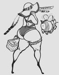  ant anthro arthropod basket bee big_butt bikini butt canine clothing dog duo female feral greyscale hat huge_butt hybrid insect leg_garter mammal monochrome picnic_basket sun_hat swimsuit tongue tongue_out wings xopachi 