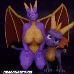 3d_(artwork) absurd_res activision anthro blender_(software) breasts butt digital_media_(artwork) disembodied_penis dragon dragonantojos duo female feral genitals hi_res huge_filesize male male/female penis purple_body purple_eyes spyro_the_dragon