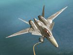  ace_combat_2 aircraft airplane artist_name cockpit dated fighter_jet flying full_body glass jet machinery military military_vehicle outdoors refueling signature water xfa-27 zephyr164 