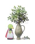  beak berry bird character_print closed_eyes fruit_print highres mokuzou_(moku_ssbu) natu no_humans plant pokemon pokemon_(creature) signature solo vase white_background xatu 