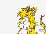  &lt;3 anthro breasts dragon female fur purple_markings quina red_eyes smile thedarkyveltal yellow_fur 