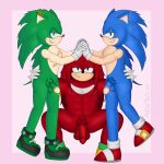 anthro archie_comics azusagp balls clothed clothing digital_media_(artwork) ear_piercing echidna eulipotyphlan foreskin fur genital_piercing genitals gloves green_body group group_sex hair handwear hedgehog hi_res knuckles_the_echidna looking_at_viewer male male/male mammal monotreme penis penis_piercing piercing prince_albert_piercing pubes scourge_the_hedgehog sega sex simple_background smile smiling_at_viewer sonic_the_hedgehog sonic_the_hedgehog_(archie) sonic_the_hedgehog_(comics) sonic_the_hedgehog_(series) threesome trio