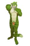  alec_trieg feline green_body male mammal monchi nude penis piercing selfie solo tiger 