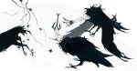  animal animal_focus bird black_feathers black_wings creature feathers highres kamikiririp mandibles no_humans original talons white_background wings 