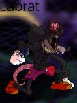 black_body black_fur blood bodily_fluids disney feral fur hi_res invalid_tag labrat mako114 male male/male mammal mickey_mouse mouse mouse_ears mouse_tail murid murine rat red_eyes rodent sharp_teeth solo teeth