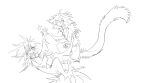  animal_feet creature greyscale highres kamikiririp monkey monkey_tail monochrome no_humans original sketch smile sphinx tail white_background 