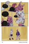 bastriw canid canine canis clothing comic dialogue domestic_dog green_eyes hairless hairless_dog hi_res male mammal manu_(bastriw) nico_(bastriw) primitive_dog punch text wolf xoloitzcuintli yellow_eyes