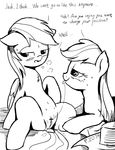  ... 2016 2074 ? applejack_(mlp) blush censored dialogue dock duo earth_pony english_text equine female female/female feral friendship_is_magic hair half-closed_eyes horse ineffective_censorship looking_away mammal monochrome my_little_pony pegasus pony presenting presenting_pussy pussy pussy_juice rainbow_dash_(mlp) reclining saliva saliva_string sex simple_background spread_legs spreading sweat teats text tongue tongue_out vaginal white_background wings 