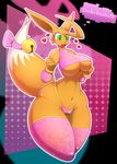 &lt;3 anthro anthrofied bell big_breasts big_butt blush bow breasts butt canine clothed clothing cute eevee eeveelution english_text female green_eyes hi_res mammal naomi_(r-mk) navel nintendo nipple_bluge open_mouth panties pok&eacute;mon r-mk skimpy solo speech_bubble text thick_thighs under_boob underwear video_games voluptuous wide_hips 