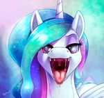  2016 drooling equine feathered_wings feathers female feral friendship_is_magic fur hair half-closed_eyes horn long_hair looking_at_viewer mammal multicolored_hair my_little_pony open_mouth ponythroat princess_celestia_(mlp) saliva solo tongue tongue_out white_feathers white_fur winged_unicorn wings 
