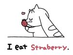  anthro bandai_namco berrysaladberry digimon digimon_(species) eating english_text food fruit heart_symbol horn humor long_ears lopmon plant solo strawberry text 