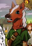  1girl aoki_(fumomo) fairy horse_mask moon red_hair romani_(zelda) tatl the_legend_of_zelda the_legend_of_zelda:_majora's_mask young_link 