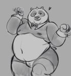 2024 anthro bear belly big_belly bow_tie clothing daichi_akimichi dreamworks giant_panda heart_symbol humanoid_hands kung_fu_panda male mammal master_po_ping meme meme_clothing moobs navel nipples overweight overweight_male simple_background solo underwear