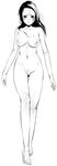  areolae bare_legs barefoot blush breasts female looking_at_viewer monochrome nipples nude original simple_background solo standing walking wata_fooling white_background 